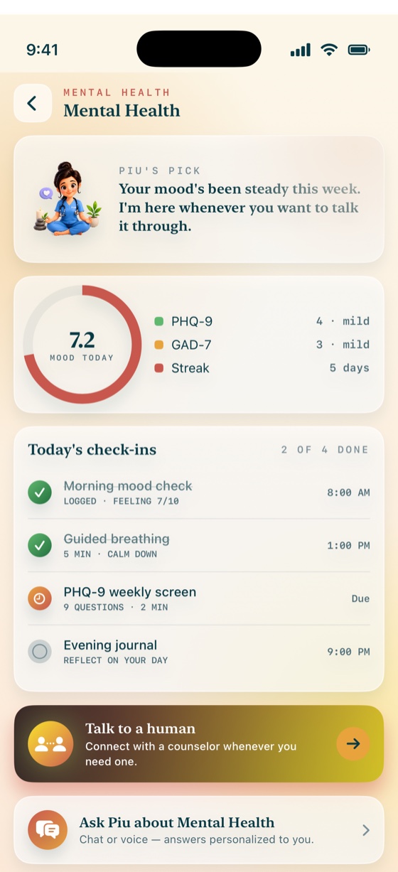 Piu supporting your mental wellbeing